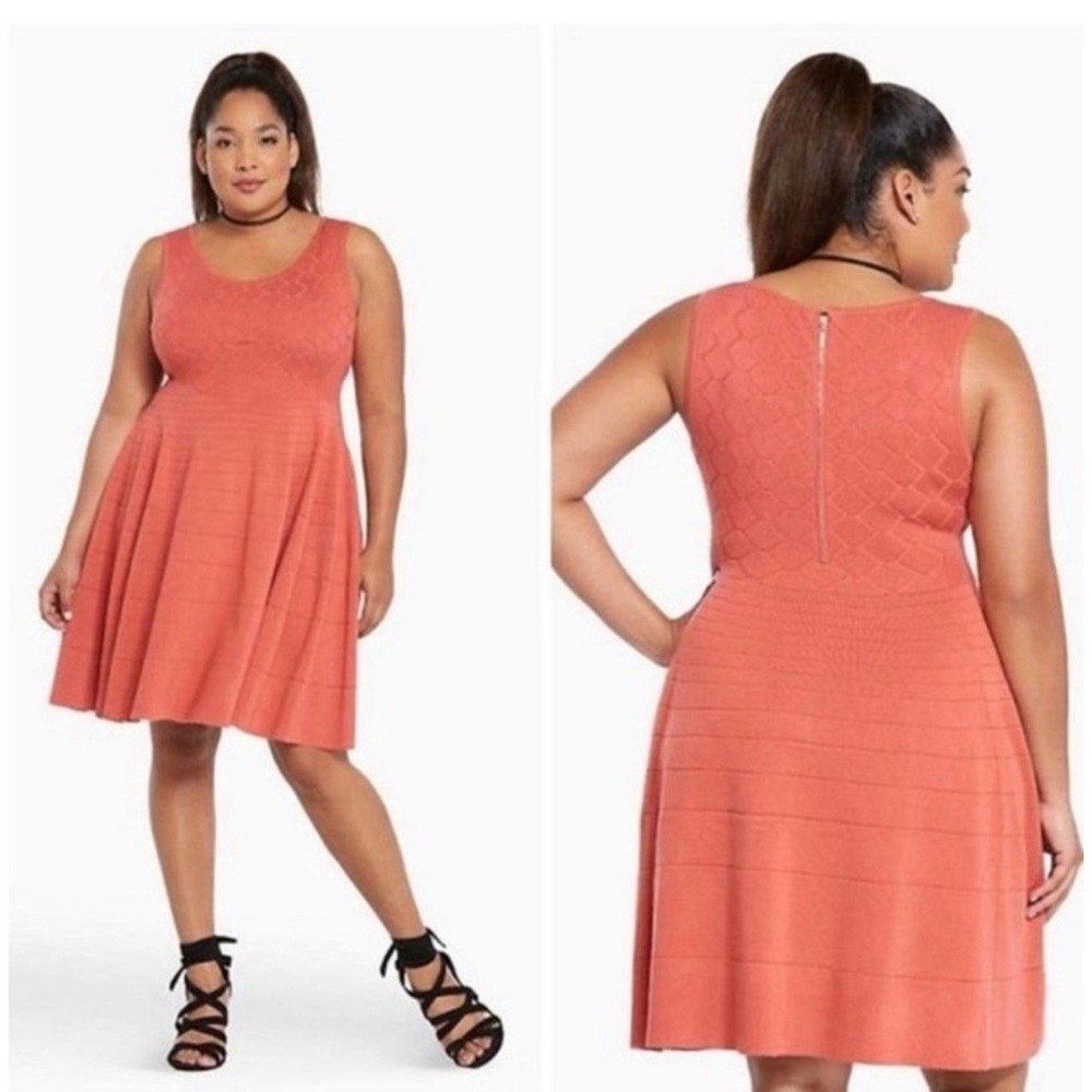 Torrid Terracotta Sweater Dress Fit and Flare Sleeveless Plus Size 3X Skater